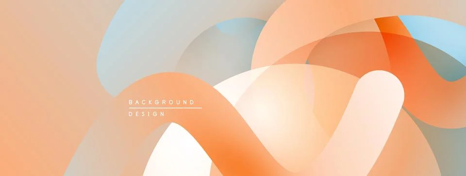 Abstract design features overlapping circles, soft gradients. Peach, blue hues Stock Illustration