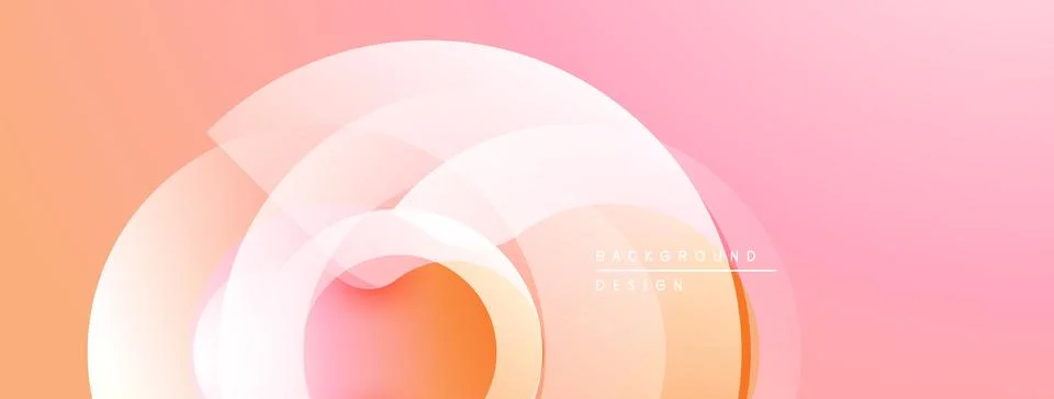 Abstract design features overlapping circles, gradient hues. Peach, pink tones Stock Illustration