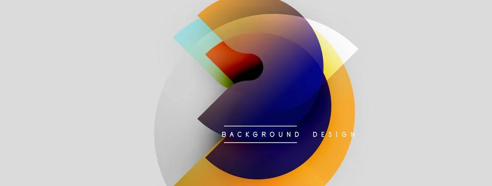 Abstract design features overlapping circles, vibrant colors, gradient effects. Stock Illustration