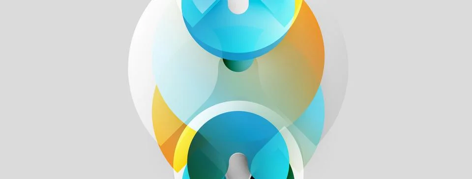 Abstract design features overlapping circles, gradients. Colors include blue, 스톡 일러스트