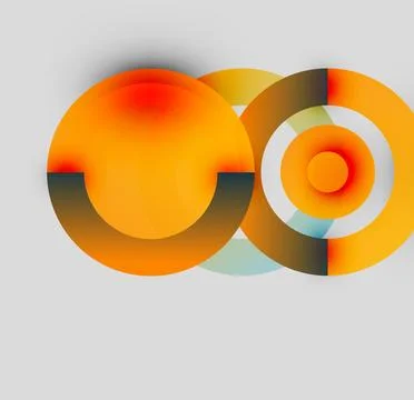 Abstract design features overlapping circles, vibrant orange hues, subtle Stock Illustration