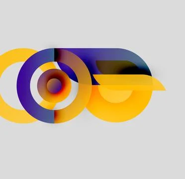 Abstract design features overlapping circles, rectangles. Colors include yellow, 스톡 일러스트