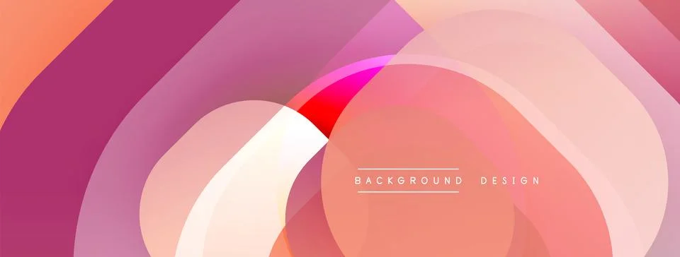Abstract design features overlapping circles, soft gradients. Peach, pink hues 库存插图