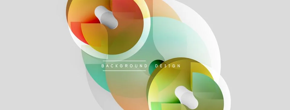 Abstract design features overlapping circles, rectangles, soft gradients. Modern イラスト素材