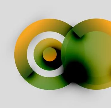 Abstract design features overlapping circles. Colors blendorange, white, green. 스톡 일러스트
