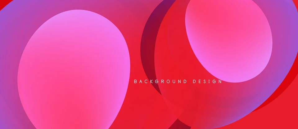 Abstract design features overlapping circles. Gradient shades of pink, purple Stock Illustration
