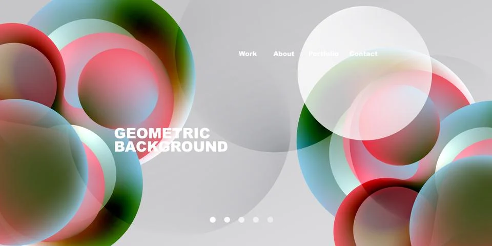 Abstract design features overlapping circles, vibrant colors, gradients. Illustrazione stock