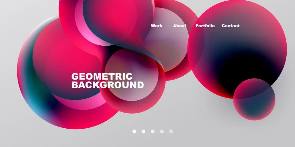 Abstract design features overlapping circles, vibrant pinks, blues. Minimalis Stock Illustration
