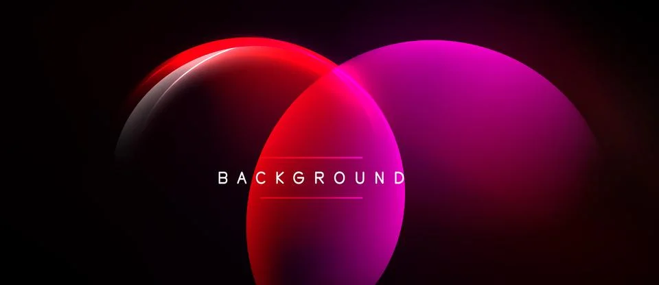 Abstract design features overlapping circles, vibrant red, pink hues. Dark Stockillustratie