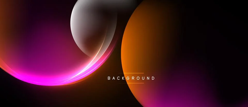 Abstract design features overlapping circles, vibrant pinks, oranges, white. Illustrazione stock