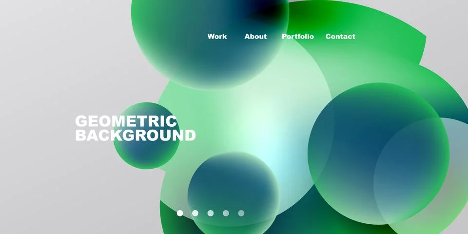 Abstract design features overlapping circles, gradients. Text elements includ Illustrazione stock