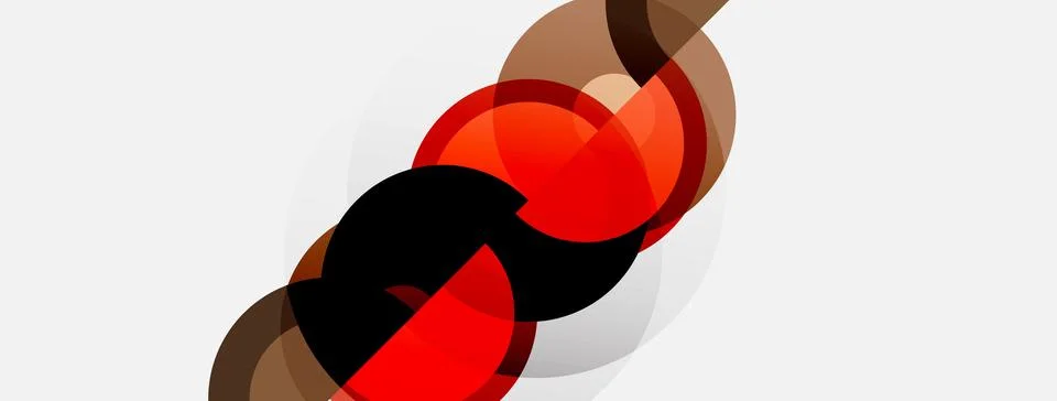 Abstract design features overlapping circles. Red, black, brown hues create Stock Illustration