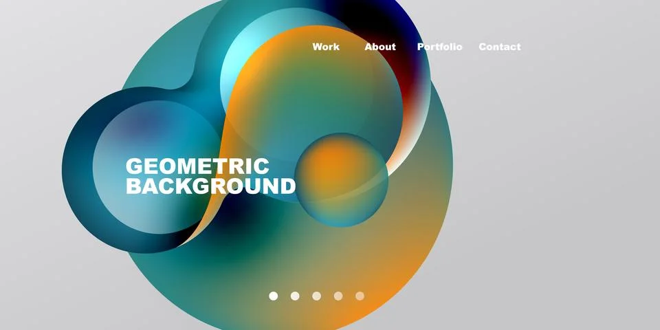 Abstract design features overlapping circles, vibrant colors, text elements. 스톡 일러스트