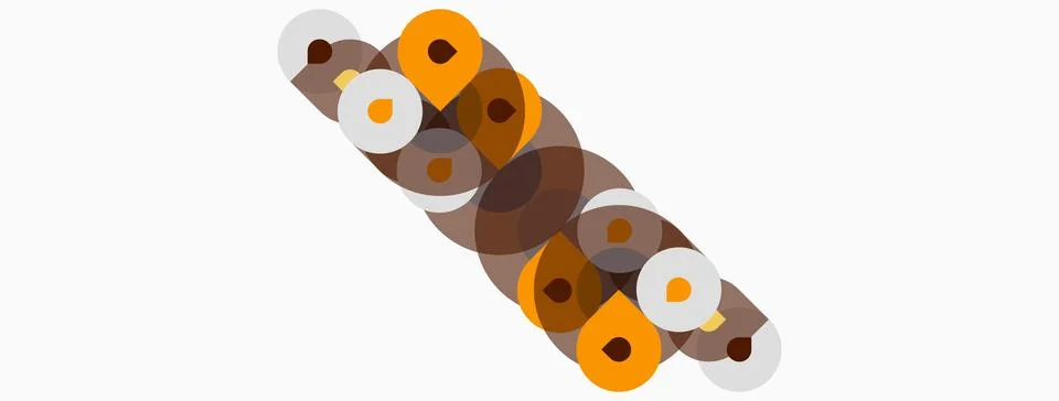 Abstract design features overlapping circles, varying shades brown, orange,.. Stock Illustration