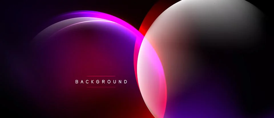 Abstract design features overlapping circles, vibrant purple, red hues. Dark 스톡 일러스트