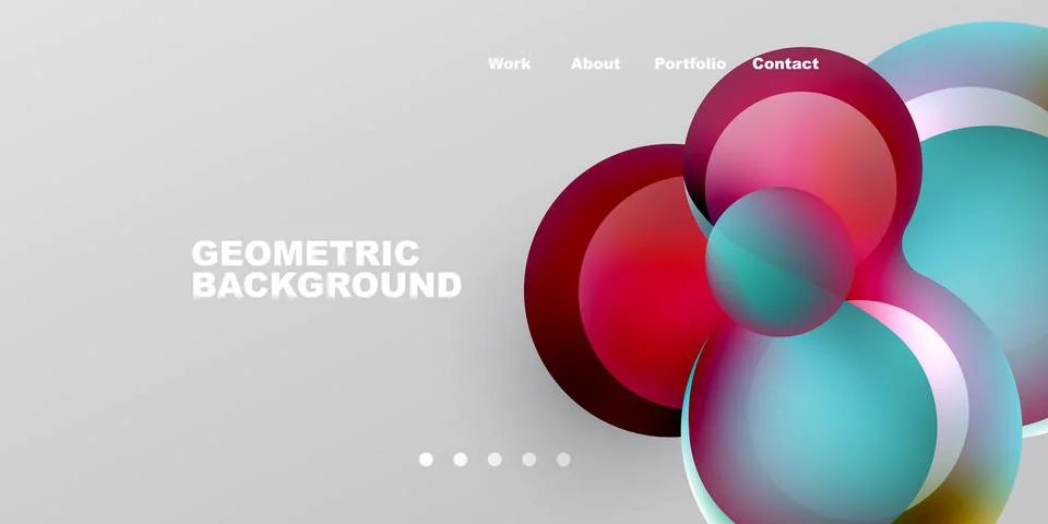 Abstract design features overlapping circles, gradients. Text includes geom.. Stock Illustration