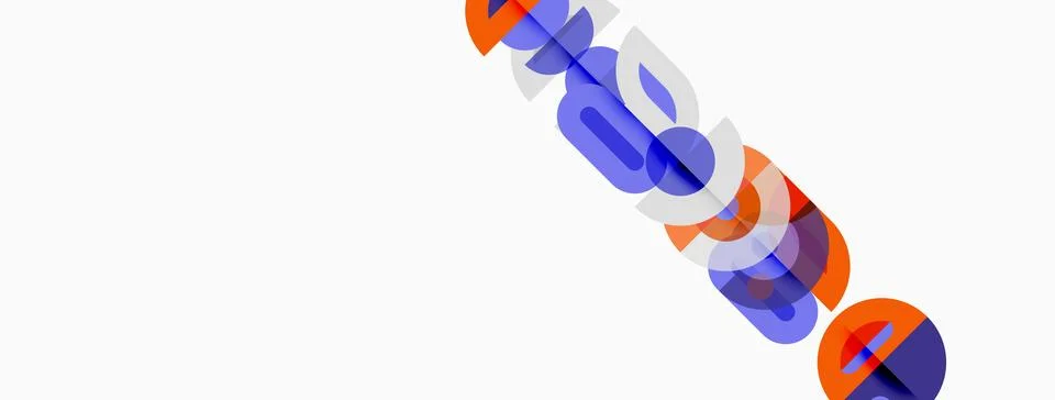 Abstract design features overlapping circles, vibrant colors, diagonal Stock Illustration