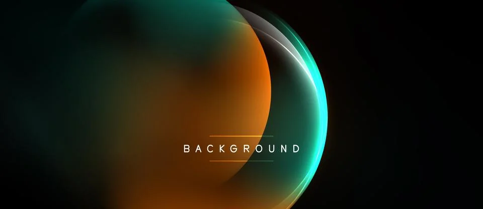 Abstract design features overlapping circles, gradients. Teal, orange hues Ilustración de archivo
