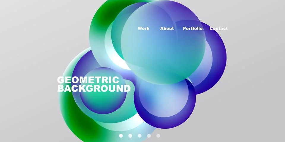 Abstract design features overlapping circles, gradients. Text includes geom.. Stock Illustration