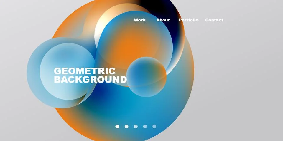 Abstract design features overlapping circles, vibrant colors, text elements. Stock Illustration