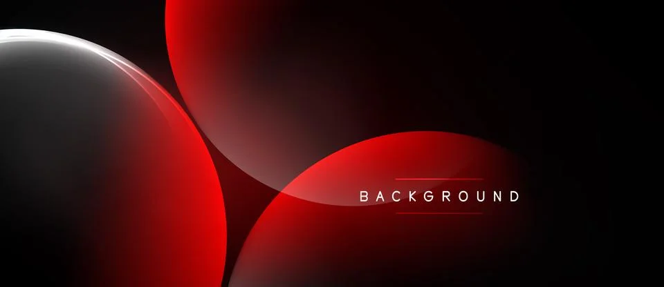 Abstract design features overlapping circles, gradients, dark background. Illustrazione stock