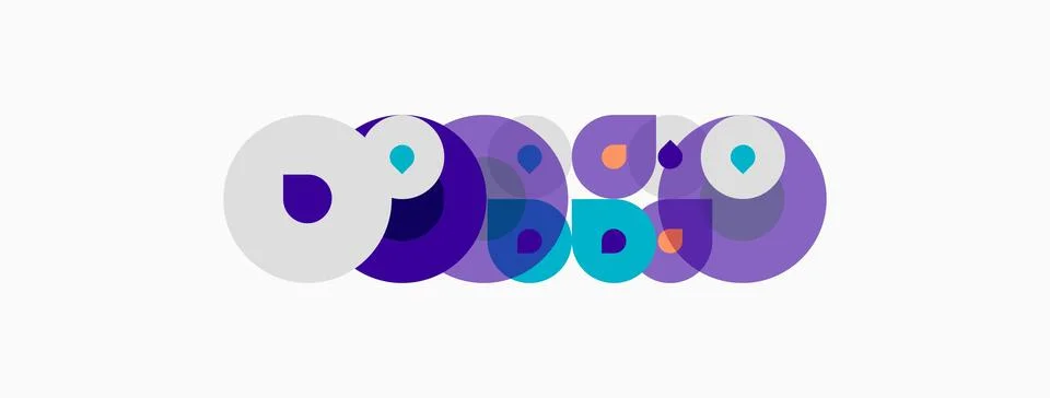 Abstract design features overlapping circles, purple hues dominate, creating Illustrazione stock