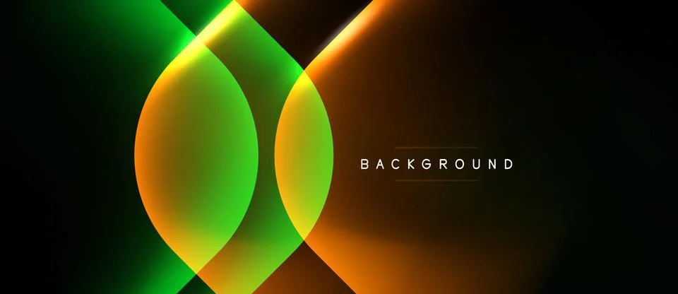 Abstract design features overlapping circles, vibrant green, orange hues. Dar Stock Illustration