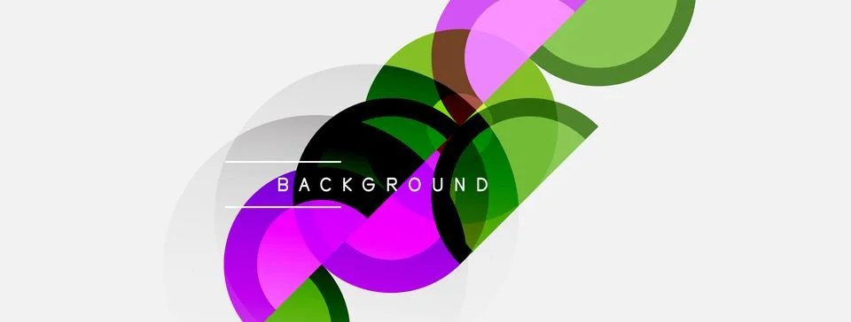 Abstract design features overlapping circles, lines. Colors include purple, 스톡 일러스트