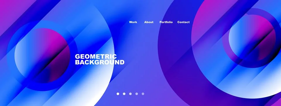 Abstract design features overlapping circles, vibrant blues, purples. Text Stock Illustration