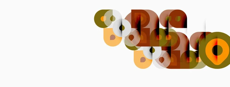 Abstract design features overlapping circles, warm colors, text 250. Minimali Stock Illustration
