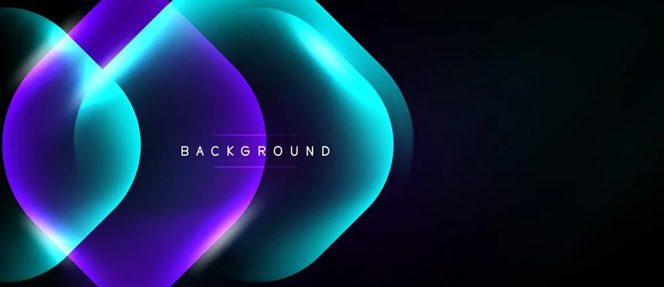 Abstract design features overlapping circles, vibrant blue, purple hues. Dark Stock Illustration
