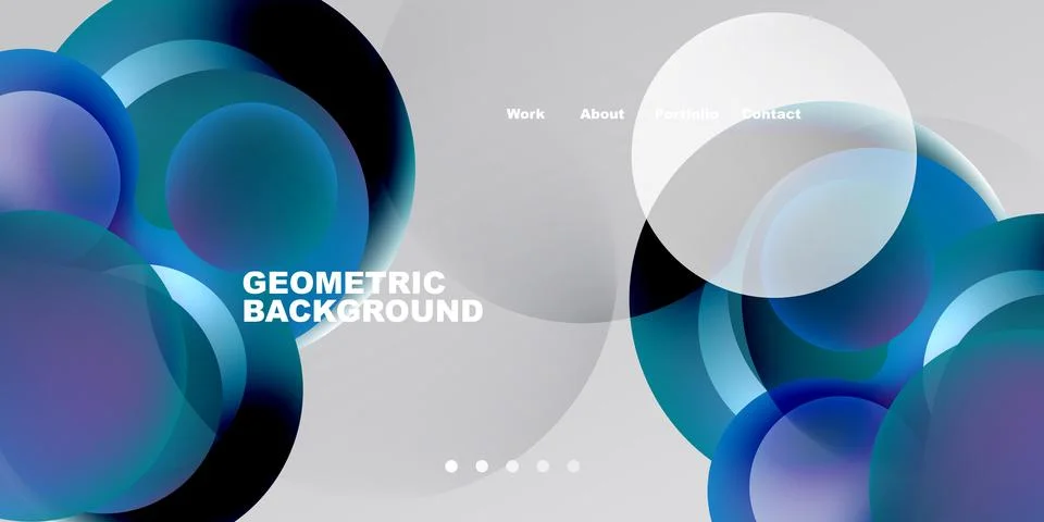 Abstract design features overlapping circles, gradients. Dark background Stock Illustration
