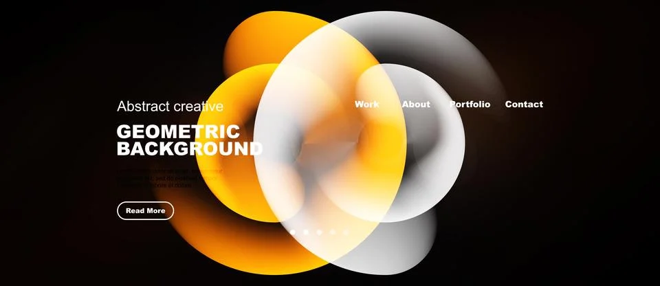 Abstract design features overlapping circles, warm colors, text elements. Stock Illustration