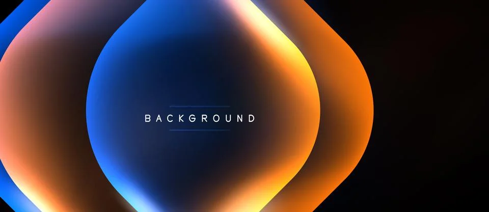 Abstract design features overlapping circles. Gradient colors blend orange,.. Stock Illustration