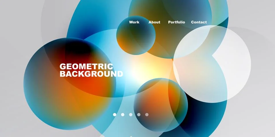 Abstract design features overlapping circles, vibrant colors. Text labels Stock Illustration