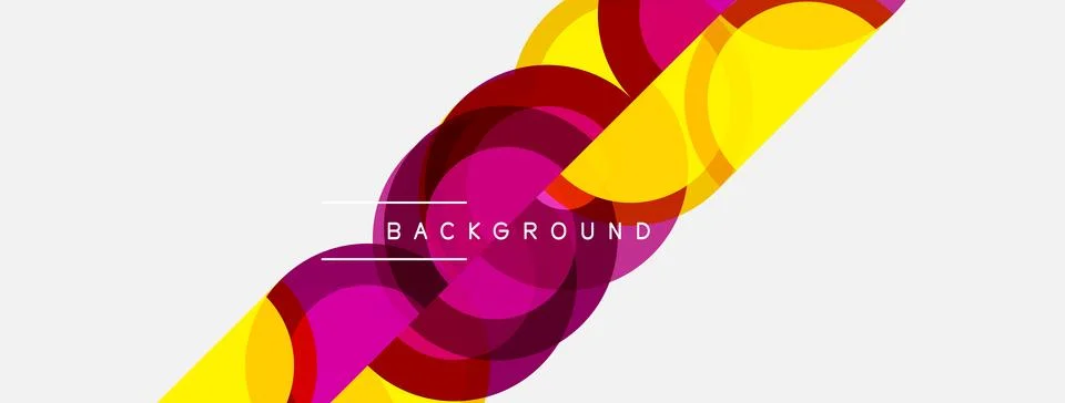 Abstract design features overlapping circles, vibrant colors, diagonal lines. 스톡 일러스트