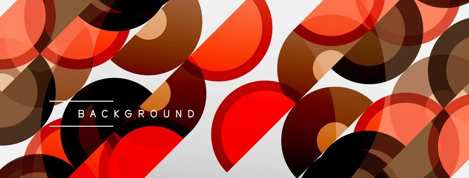 Abstract design features overlapping circles, warm colors, white space. Moder Stock Illustration