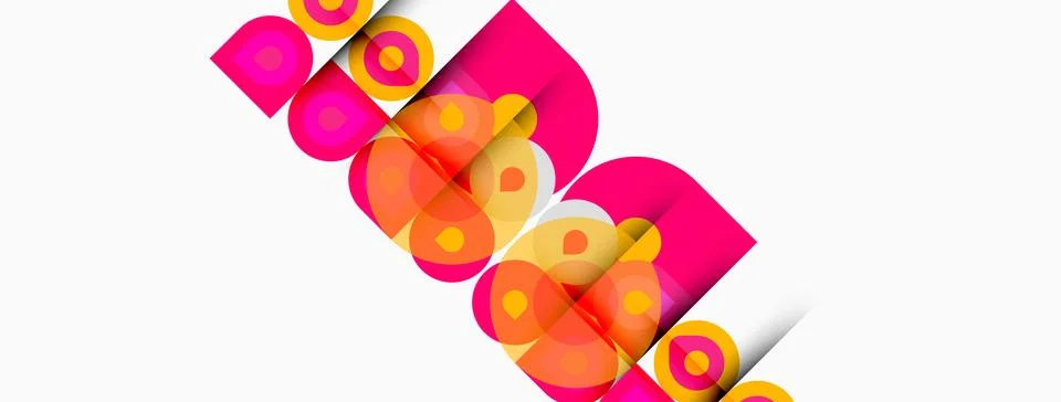 Abstract design features overlapping circles, pink squares. Modern aesthetic, 스톡 일러스트