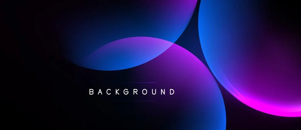 Abstract design features overlapping circles, vibrant purple, blue gradients. Stock Illustration