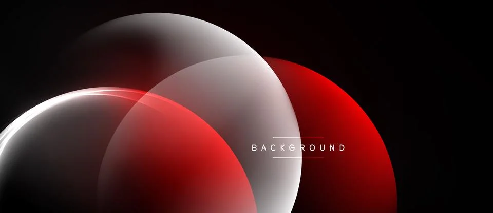 Abstract design features overlapping circles. Red, white gradients create Stock Illustration