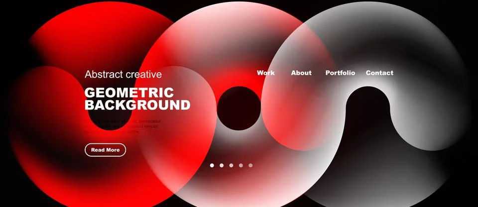 Abstract design features overlapping circles, red, white, gray hues. Text Stock Illustration
