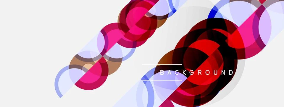 Abstract design features overlapping circles, vibrant colors. Modern geometri Stock Illustration