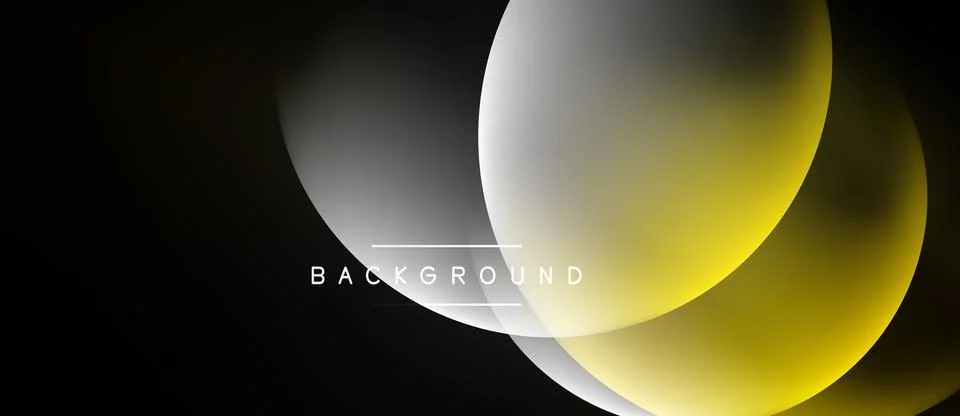 Abstract design features overlapping circles. Yellow, white, gray hues blend Stock Illustration