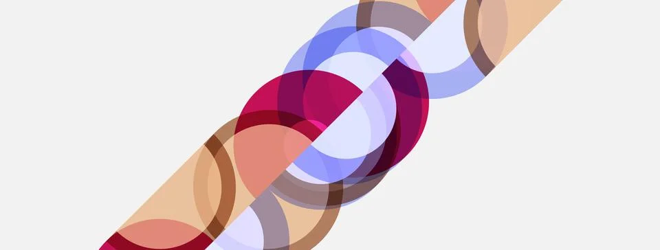 Abstract design features overlapping circles, soft colors, diagonal composi.. Stock Illustration