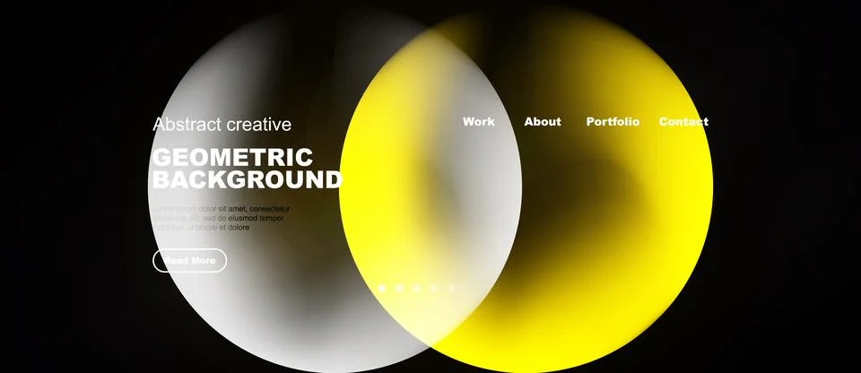 Abstract design features overlapping circles, yellow hues, dark background. Stock Illustration