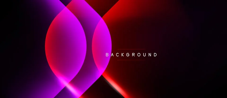 Abstract design features overlapping circles, vibrant magenta, red hues. Dark Stockillustratie