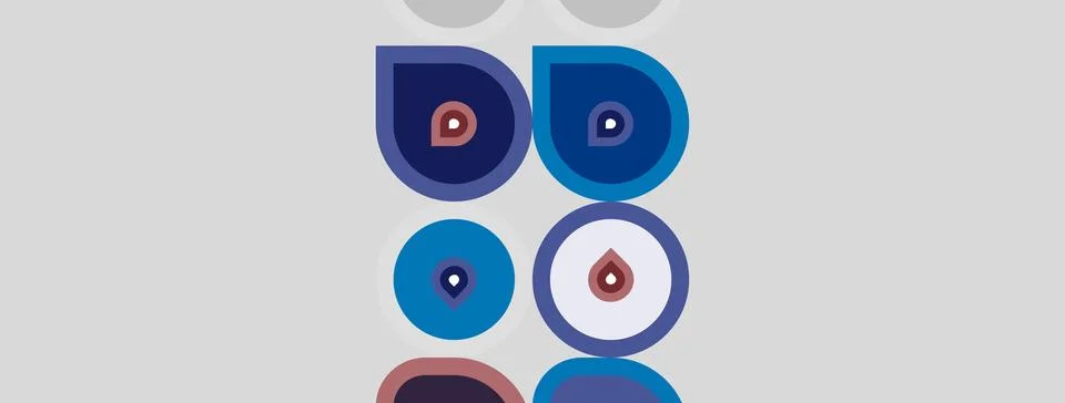 Abstract design features overlapping circles, teardrop shapes, plus small dot Stock Illustration