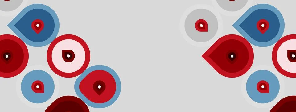 Abstract design features overlapping circles, red and blue hues. Minimalist Stock Illustration