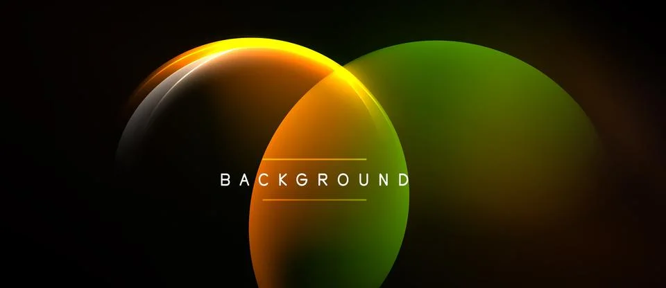 Abstract design features overlapping circles. Warm colors blend into dark Stock Illustration
