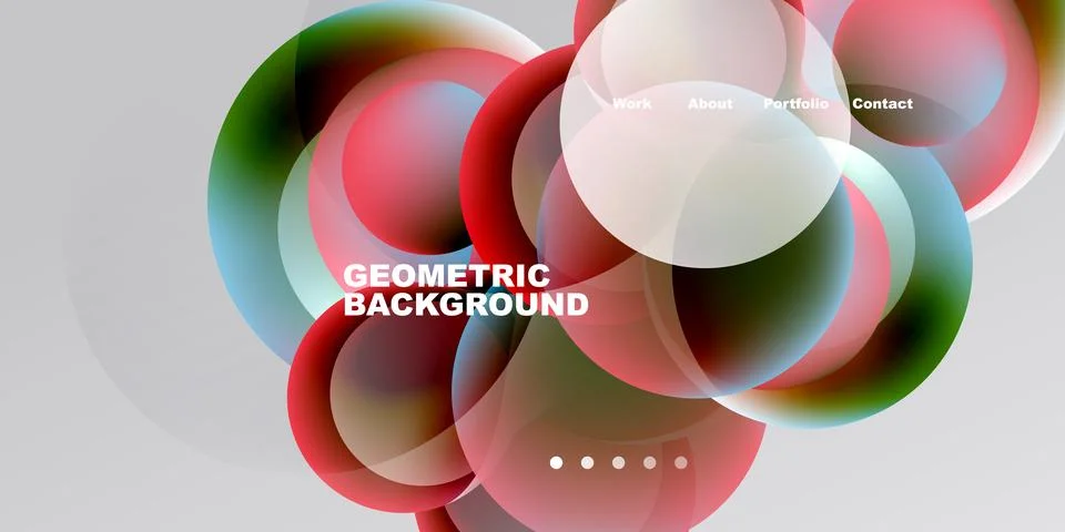 Abstract design features overlapping circles, vibrant colors. Text includes Stock Illustration